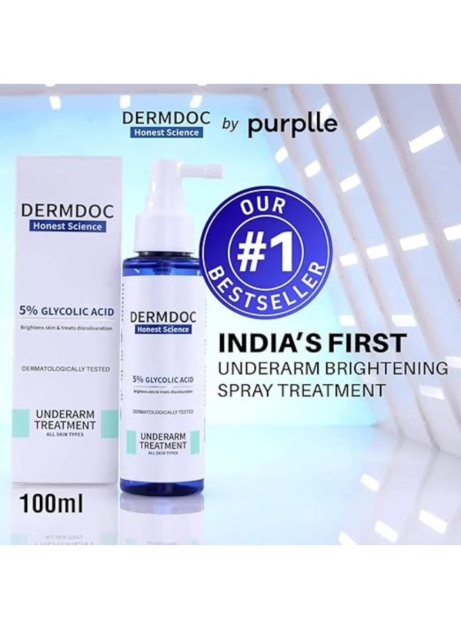 DERMDOC by Purplle 5% Glycolic Acid Underarm Brightening Spray Treatment (100 ml) | Exfoliating & Brightening | Multi-Purpose Spray for Hyperpigmentation. - Image 2